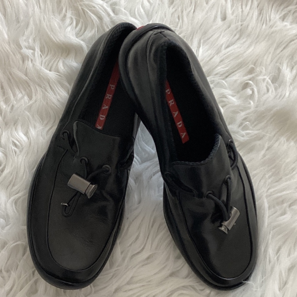 Prada Vibram Black Leather Loafers